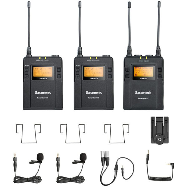 (Saramonic) UwMic9 RX9+TX9+TX9 Sistema de micrófono inalámbrico UHF Lavalier para 2 personas con receptor portátil montable en cámara - Imagen 4