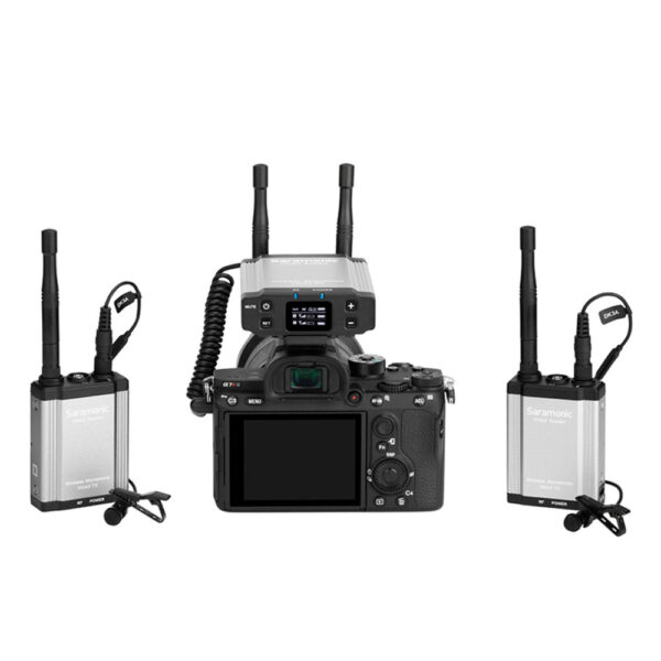 (Saramonic)  Vlink2 Kit 2 Sistema de micrófono Lavalier inalámbrico para dos personas con IFB Talkback, DK3 Lavs - Imagen 2