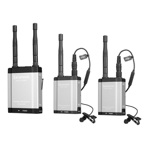 (Saramonic)  Vlink2 Kit 2 Sistema de micrófono Lavalier inalámbrico para dos personas con IFB Talkback, DK3 Lavs - Imagen 4