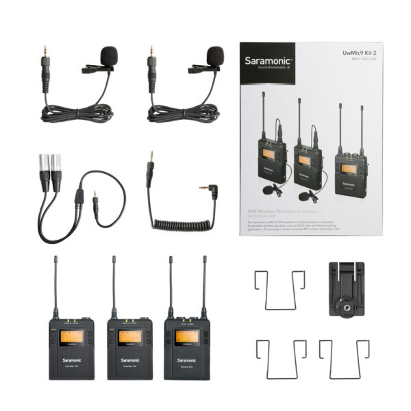 (Saramonic) UwMic9 RX9+TX9+TX9 Sistema de micrófono inalámbrico UHF Lavalier para 2 personas con receptor portátil montable en cámara - Imagen 3